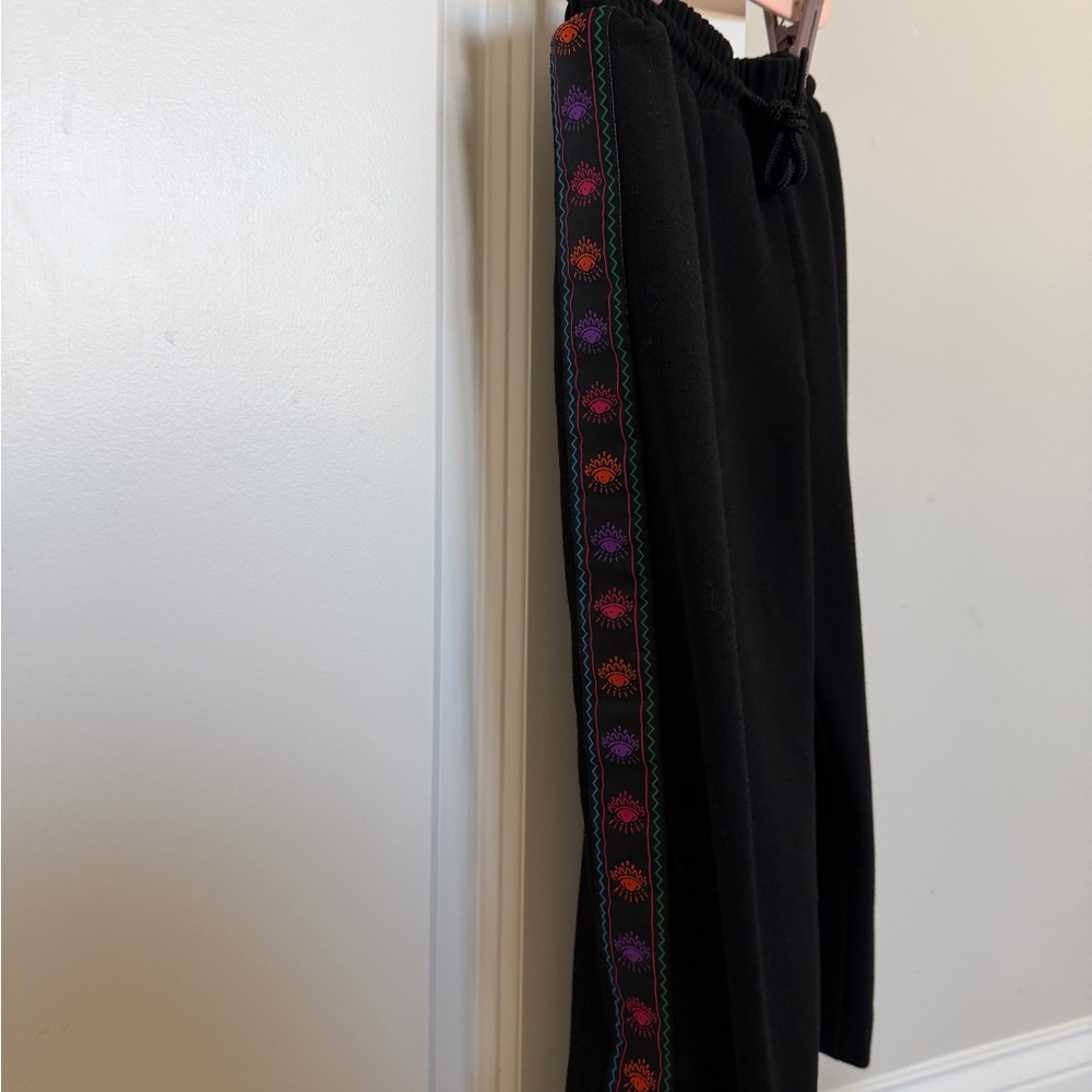 Authentic Kenzo Kids Black Drawstring Pants with Eyes Logo